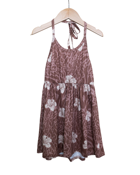 Wild Hibiscus Halter Dress