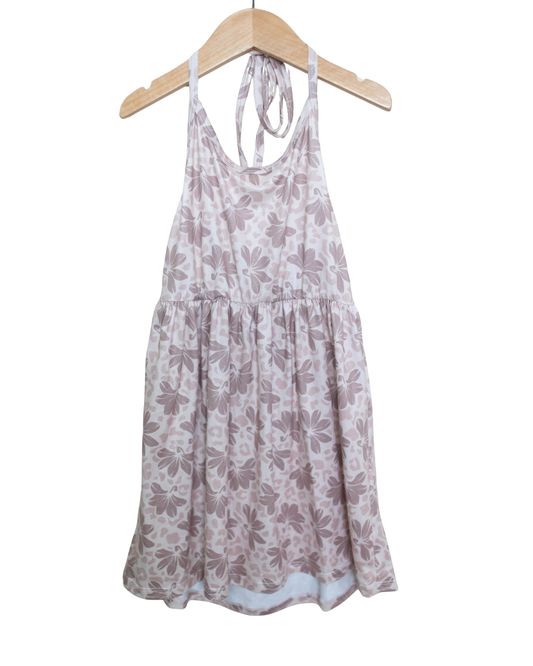 Neutral Leopard Naupaka Halter Dress