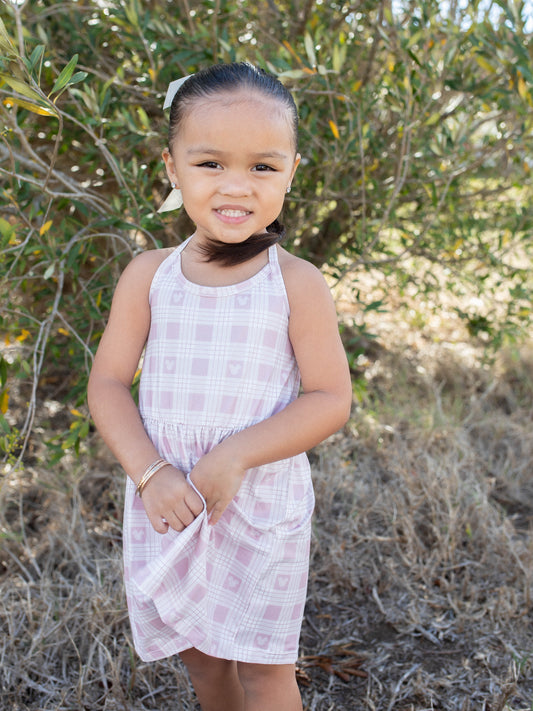 Pink Palaka Halter Dress