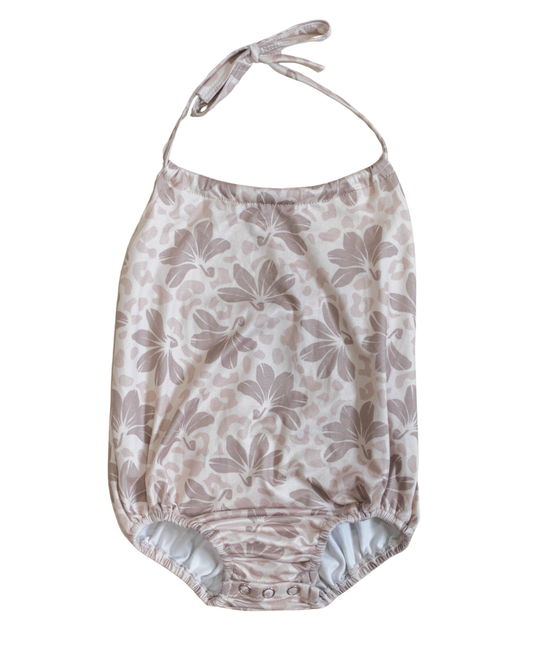 Neutral Leopard Naupaka Halter Bodysuit