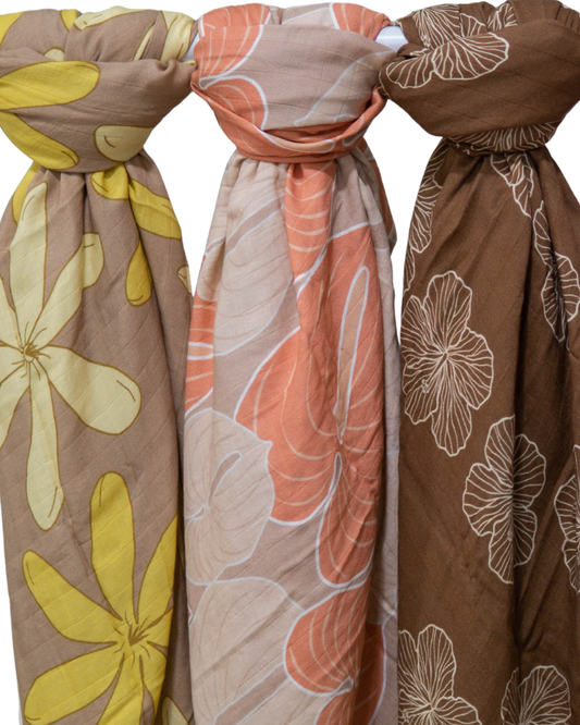 Cocoa Hibiscus Muslin Swaddle