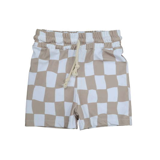 Latte Checkered Boys Shorts