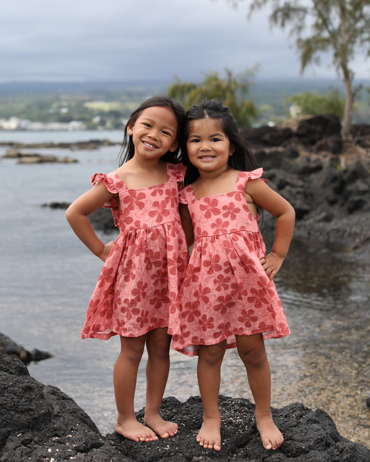 Strawberry Hibiscus Muslin Dress
