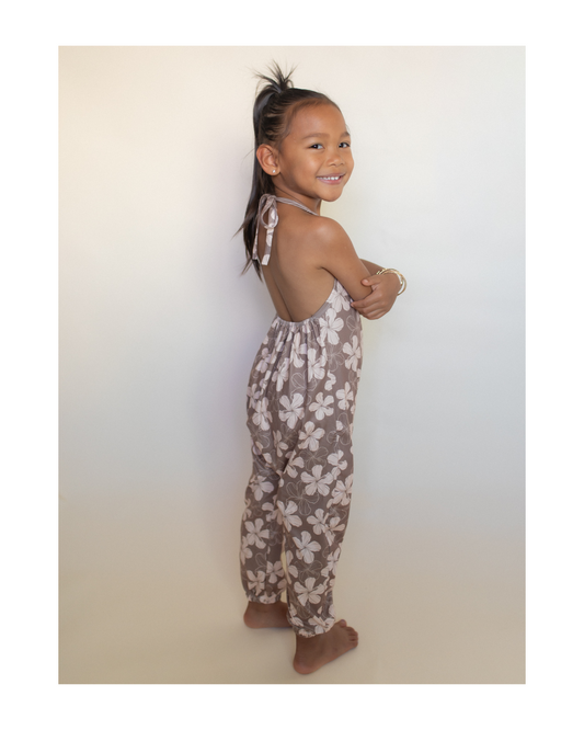Chocolate Hibiscus Halter Jumpsuit
