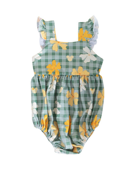 Pua Palaka Bubble Romper - Green