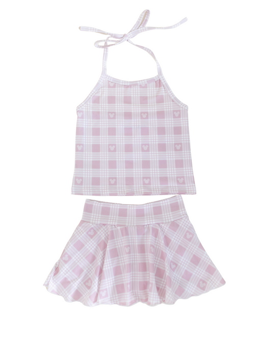 Palaka Skort Set - Pink