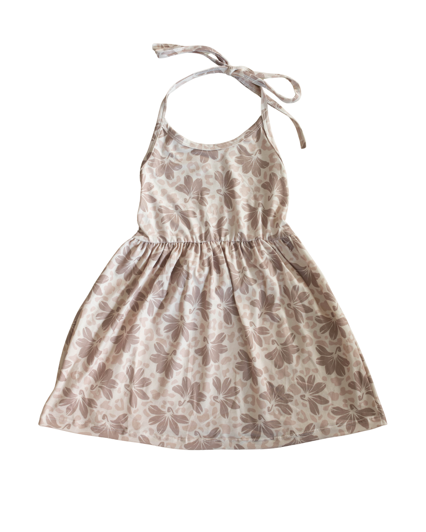 Neutral Leopard Naupaka Halter Dress