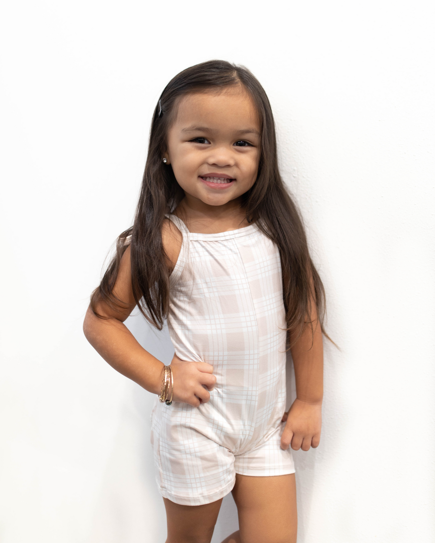 Neutral Palaka Romper - 3T